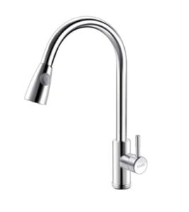 klabb stainless steel faucet s20 single handle high brushed nickel pull out kitchen faucet,single level stainless steel kitchen sink faucets with pull down sprayer