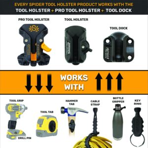 Spider Tool Holster Set - Self Locking, Quick Draw Belt Holster Clip + Elastic Tool Grip - Improve The Way You Carry Your Power Drill, Driver, Multitool, Pneumatic, Flashlight, Hammer, Saw and More! …