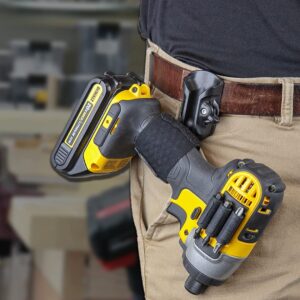 Spider Tool Holster Set - Self Locking, Quick Draw Belt Holster Clip + Elastic Tool Grip - Improve The Way You Carry Your Power Drill, Driver, Multitool, Pneumatic, Flashlight, Hammer, Saw and More! …