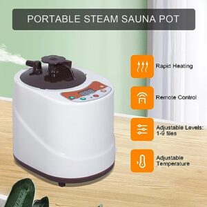 Smartmak Portable Sauna Steamer, 2L 900W Stainless Steel Generator, with Remote Control, Home Spa Machine for Body Detox (US Plug)