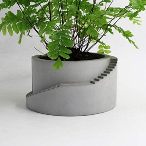 Silicone Pot Mold with Stairs Concrete Flower Pot Mould Garden Bonsai Decorating Tools