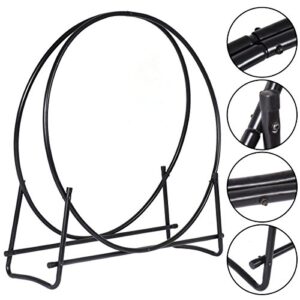 COSTWAY VD-3027OP Firewood Log Rack Hoop Tubular Steel Wood Storage Holder for, 40", Black