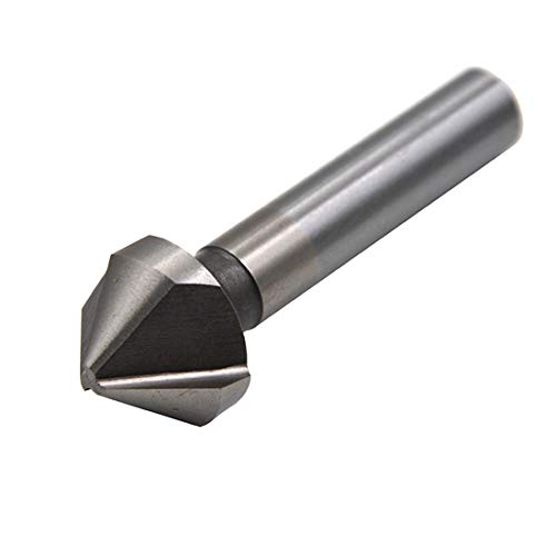 Wkstool 31mm Blade Diameter,90 Degree,Industry Chamfering Chamfer Metal Countersink End Mill Cutter Drill Bit,High Speed Steel,Deburring Tool Set (Ø31mm×12mmShank×71mmOAL, 3Flute)