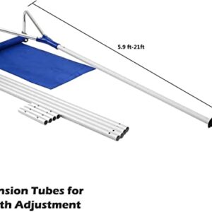 GYMAX Snow Roof Rake, 21FT Aluminum Roof Rake with Extendable Handle & Built-in Wheels, Lightweight Snow Shovel for House Roof Car Snow/Wet Leaf/Dribs Removal