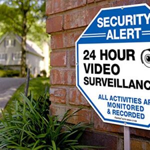 2-Pack Video Surveillance Signs, 10 x 10 Rust Free .040 Aluminum Security Warning Reflective Metal Signs, Indoor or Outdoor Use for Home Business CCTV Security Camera, UV Protected & Waterproof