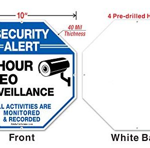 2-Pack Video Surveillance Signs, 10 x 10 Rust Free .040 Aluminum Security Warning Reflective Metal Signs, Indoor or Outdoor Use for Home Business CCTV Security Camera, UV Protected & Waterproof