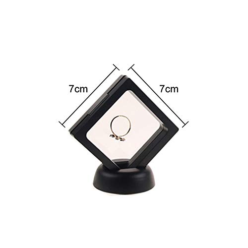 4 Pieces Coin 3D Display Stand Box Set Diamond Square Medallion Challenge Coin Chip Display Stand Holder 3D Floating Frame Display Stand Box for Coin Medallions Jewelry 2.75"x2.75" Black