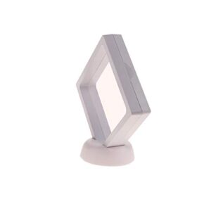 4 Pieces Coin 3D Display Stand Box Set Diamond Square Medallion Challenge Coin Chip Display Stand Holder 3D Floating Frame Display Stand Box for Coin Medallions Jewelry 3.54"x3.54" White