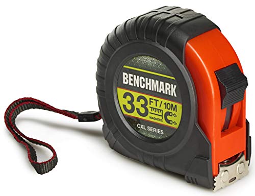 3 PACK - 33 Foot Tape Measure - Benchmark CXL Series - Measuring Tape/Tape Measures with Large Magnetic Claw Tip - Bulk Pack