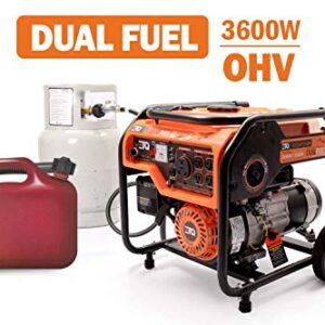 ETQ Tough Quality 2000/3600Watt Portable Generator - Extremely Quiet - CARB Compliant (3600W dual fuel)