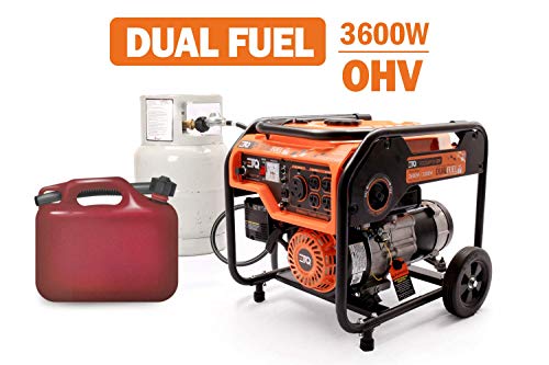 ETQ Tough Quality 2000/3600Watt Portable Generator - Extremely Quiet - CARB Compliant (3600W dual fuel)