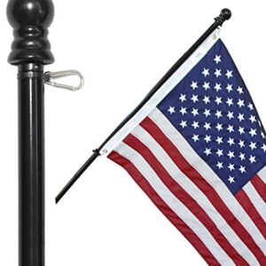 American Signature Flag Pole for House - 6 ft Heavy-Duty Aluminum Tangle Free Spinning Flag Pole with Metal Mounting Rings - Outdoor Wall Mount Flagpole for Residential Commercial (Black, 6')