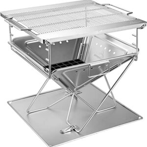 Campingmoon BBQ Grill Fire Pit Foldable Stainless Steel - Extra Large MT-055