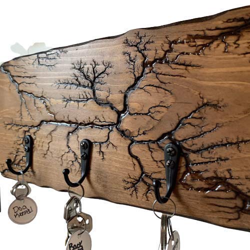 Fractal Lichtenburg Key holder or Coat Rack