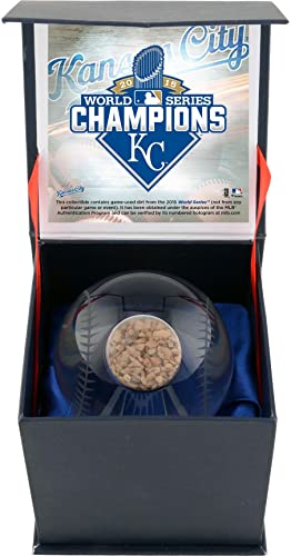 Kansas City Royals 2015 MLB World Series Champions Crystal Baseball with Game-Used 2015 World Series Dirt - MLB Game Used Baseballs