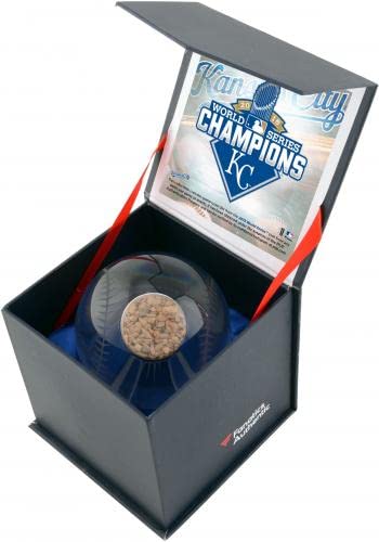 Kansas City Royals 2015 MLB World Series Champions Crystal Baseball with Game-Used 2015 World Series Dirt - MLB Game Used Baseballs