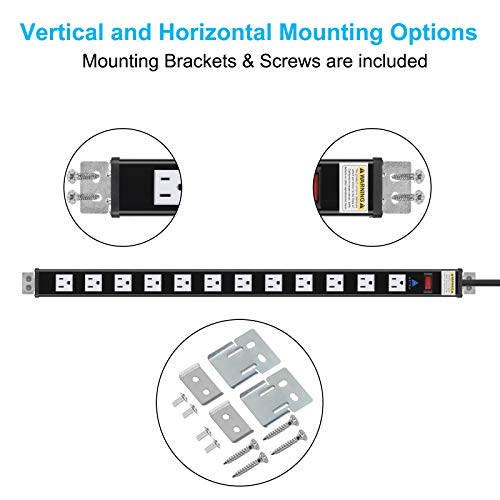 AXTRA 12-Outlet Surge Protector Power Strip, 9-Foot Heavy-Duty Cord, 450 Joules, 15-Amp Circuit Breaker for Home, Office, School, Garage, Workshop, Commercial and Industrial Environments [ETL Listed]