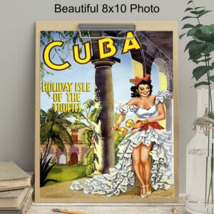 Cuba Travel Poster Vintage Wall Art Print - 8x10 Unframed Photo - Makes a Great Gift - Chic Home Decor