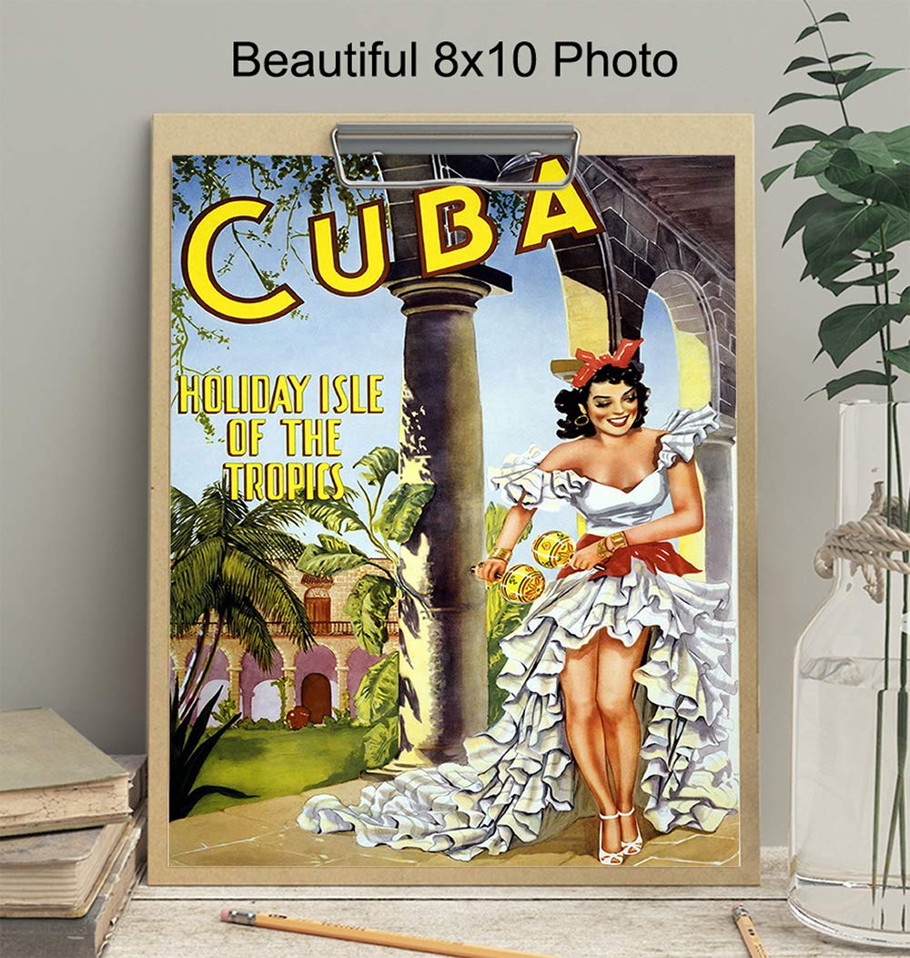 Cuba Travel Poster Vintage Wall Art Print - 8x10 Unframed Photo - Makes a Great Gift - Chic Home Decor