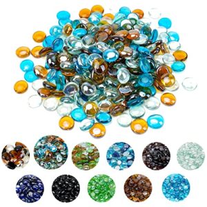 skyflame 10-pound blended fire glass beads for fire pit fireplace landscaping, 1/2-inch high luster caribbean blue, crystal ice, caramel