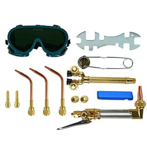 yaetek 12pcs oxygen & acetylene torch kit welding & cutting gas welder tool set with welding goggles