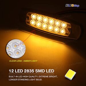 Ledvillage 20 Pcs 6.4 Inch Clear Lens Amber LED Side Marker Turn Signal Lights Clearance Parking Lamps for Truck Trailer Lorry Tow RV w/Chrome Universal 12V DC BB12