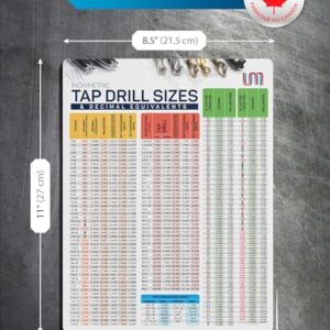 Useful Magnets Inch Metric Tap Drill Sizes Flexible Chart | Decimal Equivalents Magnetic Chart for Garage CNC Shop | Waterproof Comprehensive Guide Tool Posters 11" x 8.5"