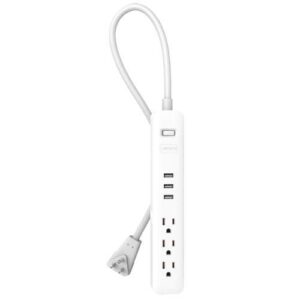 wyze surge protector, 3 usb ports, 3-outlets, 15a overload protection, 4ft power cord, work from home, ul and fcc certified, white