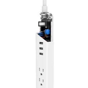 WYZE Surge Protector, 3 USB Ports, 3-Outlets, 15A Overload Protection, 4ft Power Cord, Work from Home, UL and FCC Certified, White