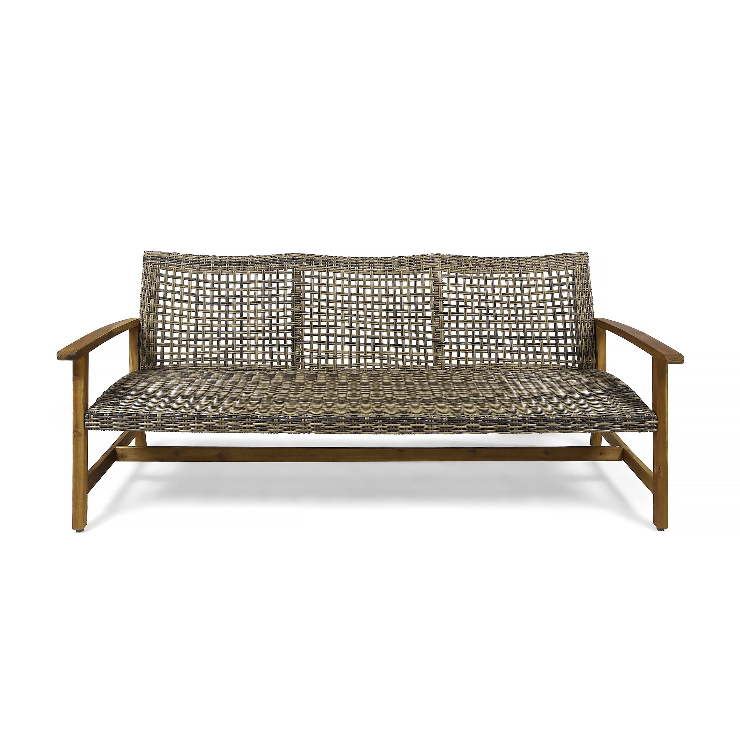 Christopher Knight Home Marcia Outdoor Wood Sofa, Wicker, 75.50 x 31.00 x 31.50, Gray, Natural Stained Finish