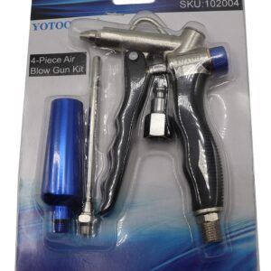 YOTOO 2-Way Air Blow Gun kit with Adjustable Air Flow, Extended Nozzle, High Flow Nozzle and 1/4" NPT Female Quick Plug