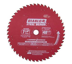 diablo d0748cf steel demon 7 1/4 inch 48 teeth metal and stainless steel cutting saw blade cermet ii carbide up to 5x longer life