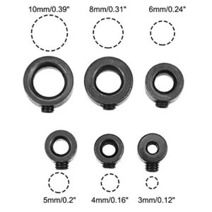 uxcell 3mm 4mm 5mm 6mm 8mm 10mm Bore Drill Stop, Drill Bit Depth Holder, Set Screw Style, Black Oxide Carbon Steel 6pcs