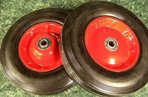 2pc 10" inch Solid Rubber Dolly Wheels Tire Rim Wheel Hard Heavy Duty cart