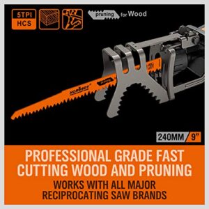 HORUSDY 9-Inch Wood Pruning Reciprocating Saw Blades, 5 Pack, 5TPI Saw Blades