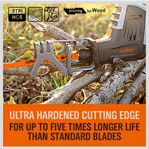 HORUSDY 9-Inch Wood Pruning Reciprocating Saw Blades, 5 Pack, 5TPI Saw Blades