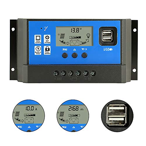 60A Solar Charge Controller,Intelligent USB Port Display 12V/24V Auto Charge Regulator