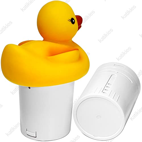 Pool Dispenser Duck Design Ajustable as a Spa Chlorinator Large Capacity Floating Chlorine Dispenser Duck for Indoor & Outdoor Swimm Yellow