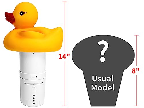 Pool Dispenser Duck Design Ajustable as a Spa Chlorinator Large Capacity Floating Chlorine Dispenser Duck for Indoor & Outdoor Swimm Yellow