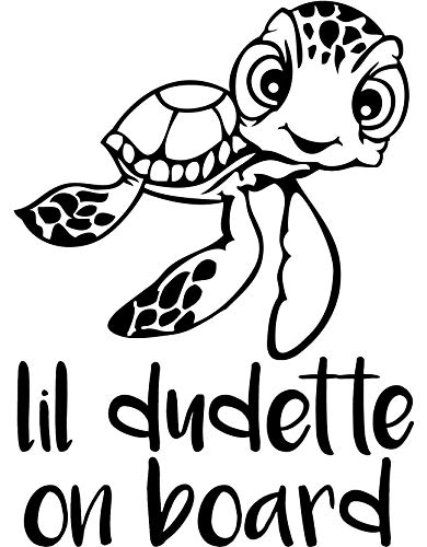 Lil Dude (or Dudette) on Board Turtle Vinyl Decal Sticker