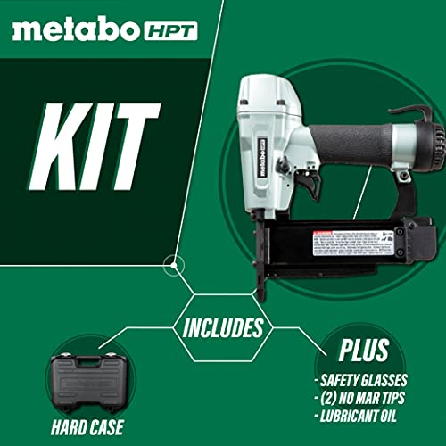 Metabo HPT Pin Nailer Kit | Pro Preferred Brand of Pneumatic Nailers | 23 Gauge | Accepts 1/2-Inch to 2-Inch Pin Nails | Ideal for Paneling, Small Molding, & Fine Trim Work | Built-In Silencer | NP50A