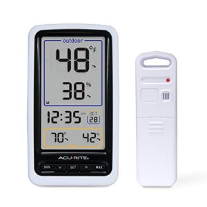 acurite 01136m wireless thermometer with indoor/outdoor temperature and humidity, white