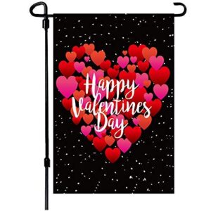 akeydeco valentine's day flag,12x18 inch valentine's heart garden flag double sided printing 2 layer burlap valentine flags for your valentine's day decoration