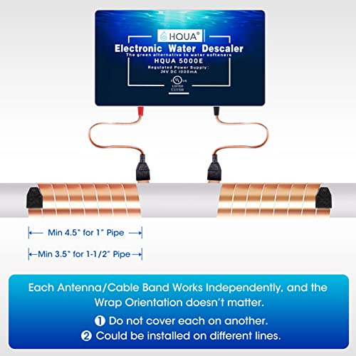 HQUA 5000E Electronic Water Descaler, Alternative Water Softener, Salt Free, Limescale and Rust Removal and Prevention