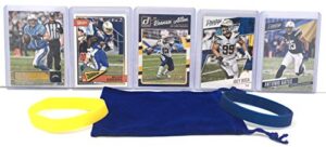 los angeles chargers cards: justin herbert, tyrod taylor, keenan allen, mike williams, austin ekeler hunter henry ladainian tomlinson assorted football stars & legends trading card & wristbands bundle