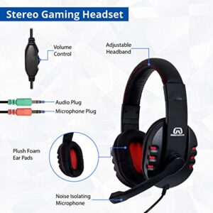 RGB PC Gaming Accessories Combo Kit - Gaming Keyboard and Gaming Mouse Combo - Spill-Proof USB Keyboard, Wired 3-Button Optical Mouse, Stereo Gaming Headset