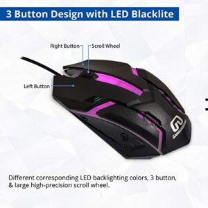 RGB PC Gaming Accessories Combo Kit - Gaming Keyboard and Gaming Mouse Combo - Spill-Proof USB Keyboard, Wired 3-Button Optical Mouse, Stereo Gaming Headset