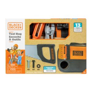 Black + Decker Junior Tool Bag 13 Piece Set - Includes Hammer, Hand Saw, Screw Driver & More!