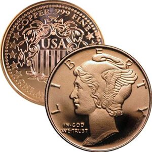2011 shield back 1 oz .999 pure copper round/challenge coin (mercury head dime design)