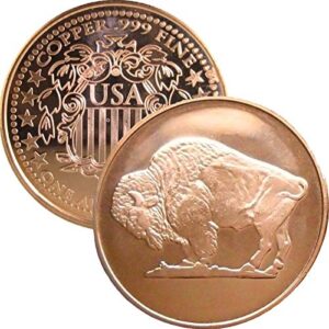 2011 shield back 1 oz .999 pure copper round/challenge coin (buffalo design)